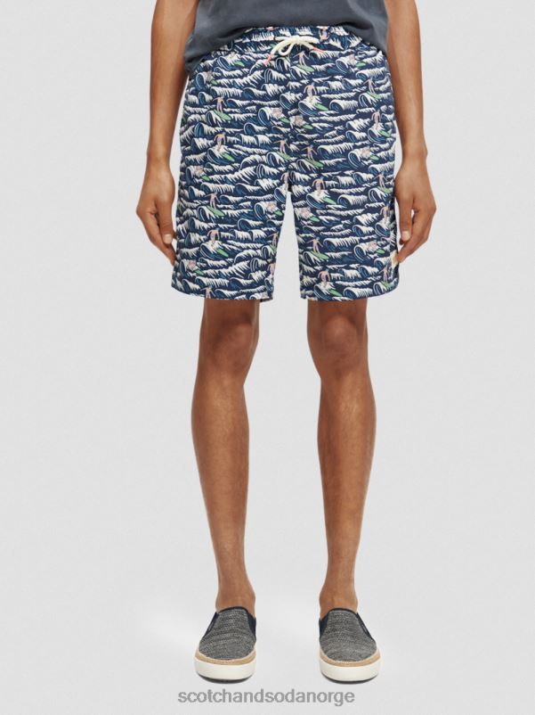 menn badeshorts med lange trykk blåbølgesurf aop N40XD678 klær Scotch & Soda