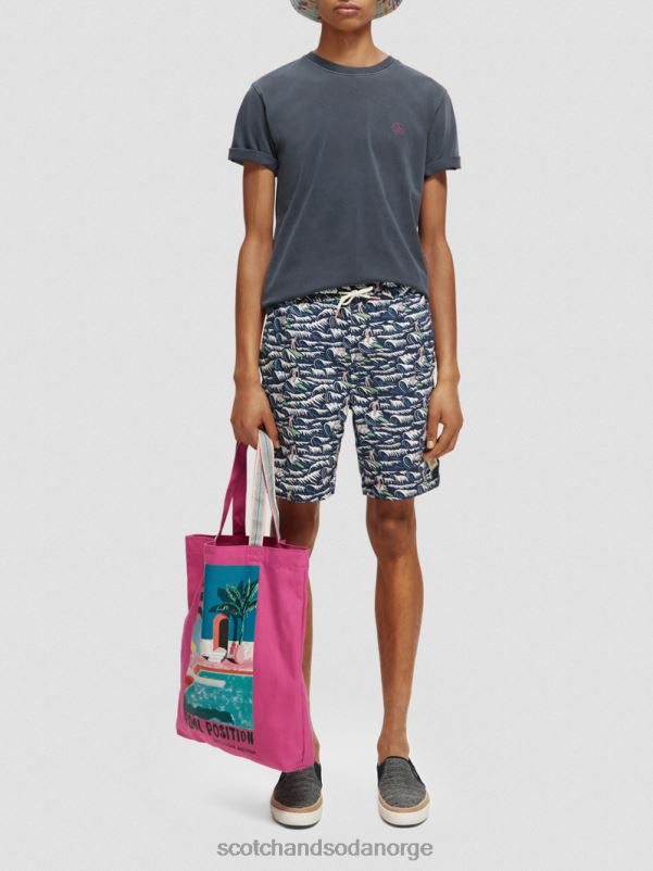 menn badeshorts med lange trykk blåbølgesurf aop N40XD678 klær Scotch & Soda