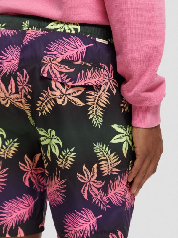 menn badeshorts med lange trykk gradientblad aop N40XD677 klær Scotch & Soda