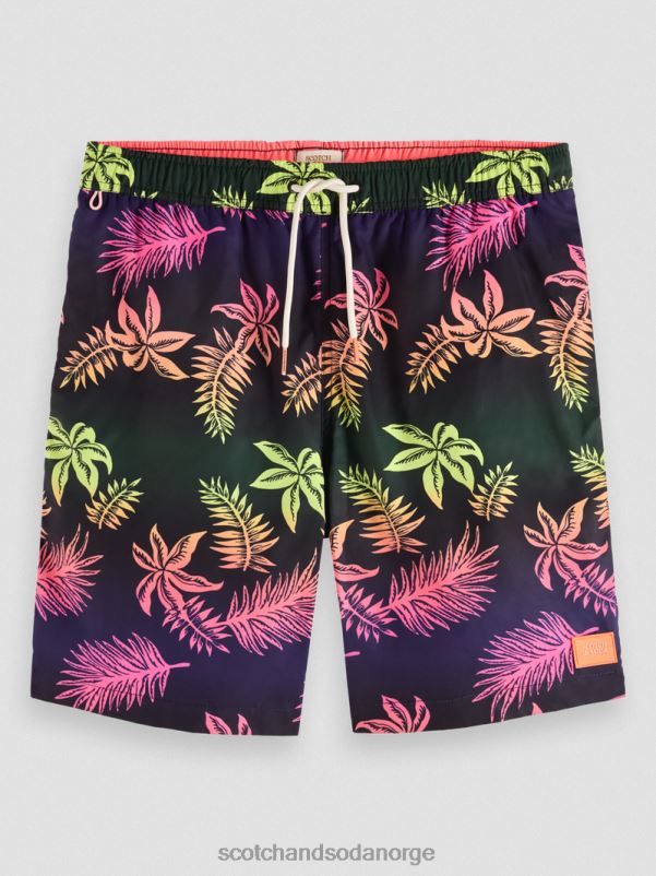 menn badeshorts med lange trykk gradientblad aop N40XD677 klær Scotch & Soda