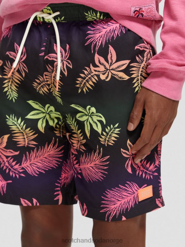 menn badeshorts med lange trykk gradientblad aop N40XD677 klær Scotch & Soda