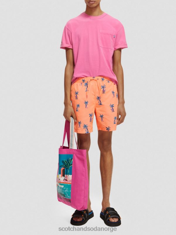 menn badeshorts med middels trykk rosa gitar aop N40XD672 klær Scotch & Soda