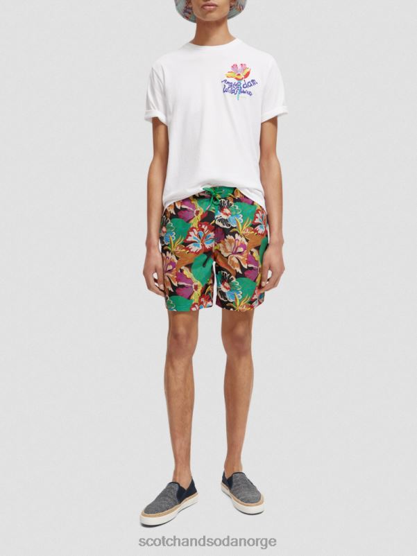 menn badeshorts med middels trykk svart floral aop N40XD673 klær Scotch & Soda