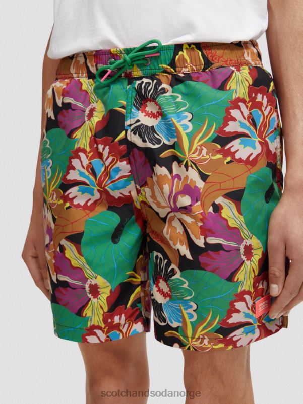 menn badeshorts med middels trykk svart floral aop N40XD673 klær Scotch & Soda