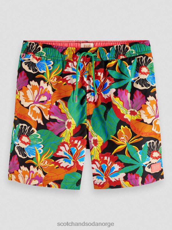 menn badeshorts med middels trykk svart floral aop N40XD673 klær Scotch & Soda