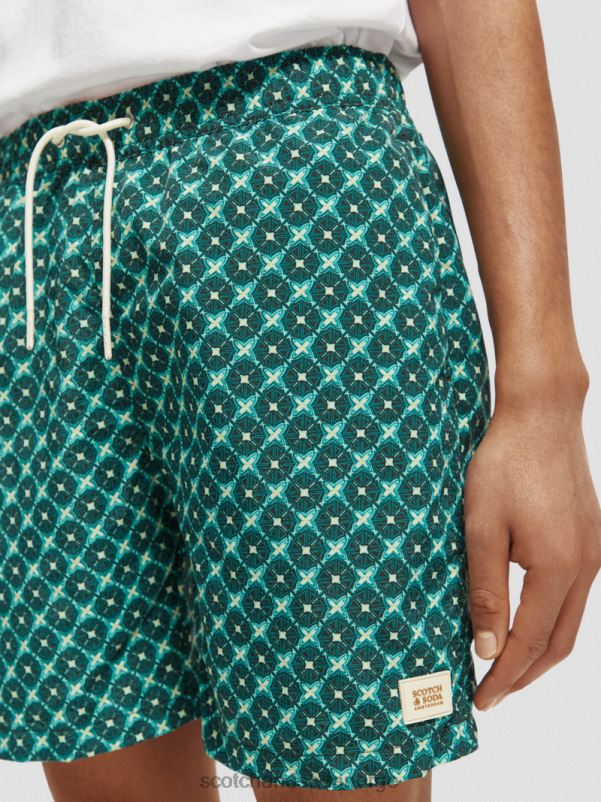 menn badeshorts med middels trykk turkise fliser aop N40XD669 klær Scotch & Soda