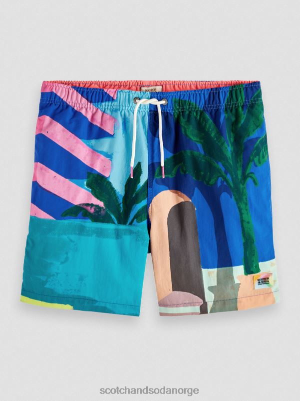 menn badeshorts med trykt middels lengde aop scene N40XD691 klær Scotch & Soda
