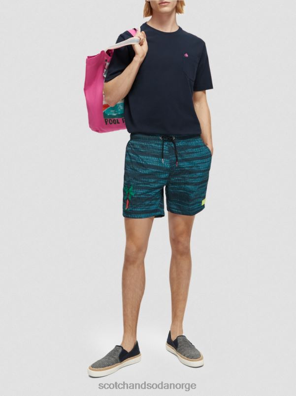 menn badeshorts med trykt middels lengde blå stripe N40XD690 klær Scotch & Soda