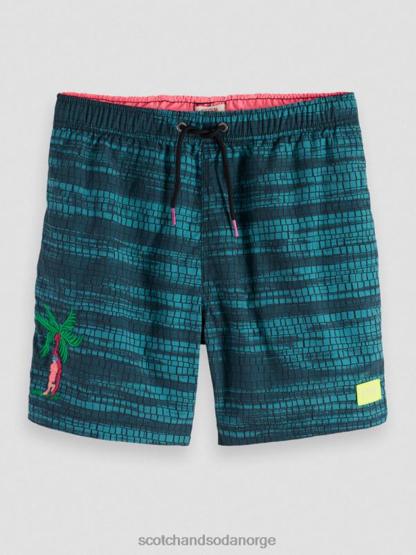 menn badeshorts med trykt middels lengde blå stripe N40XD690 klær Scotch & Soda