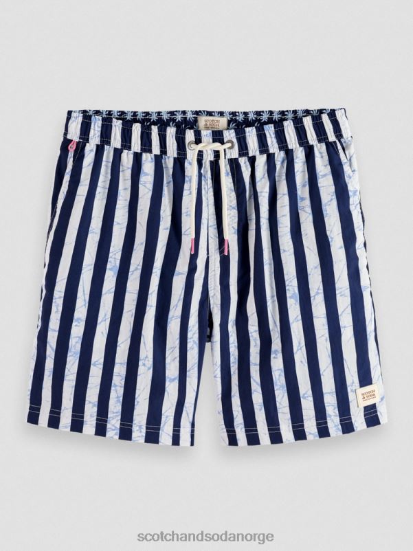 menn badeshorts med trykt middels lengde blå tie dye stripe N40XD679 klær Scotch & Soda