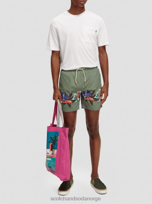 menn badeshorts med trykt middels lengde grønt trykk N40XD693 klær Scotch & Soda