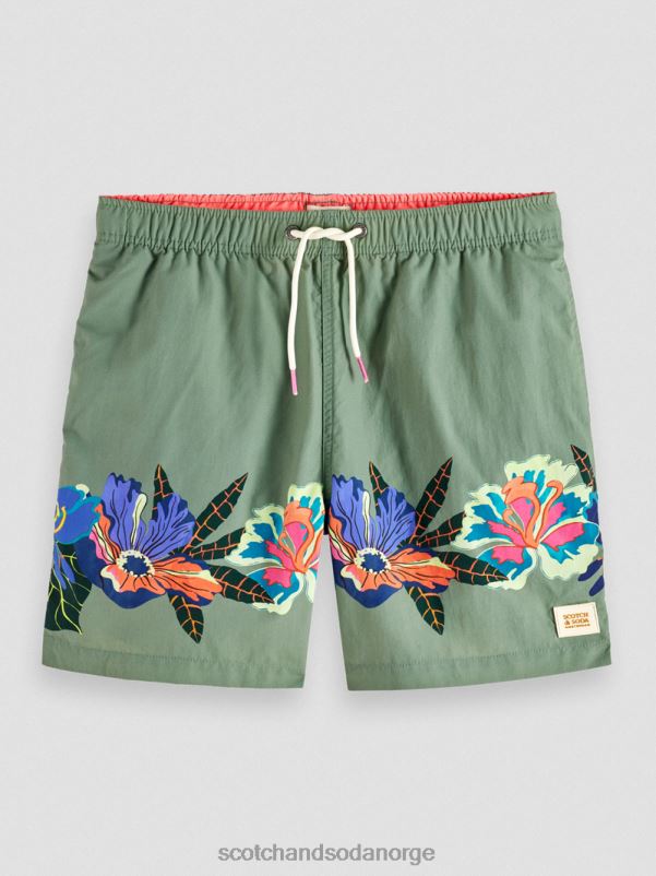 menn badeshorts med trykt middels lengde grønt trykk N40XD693 klær Scotch & Soda