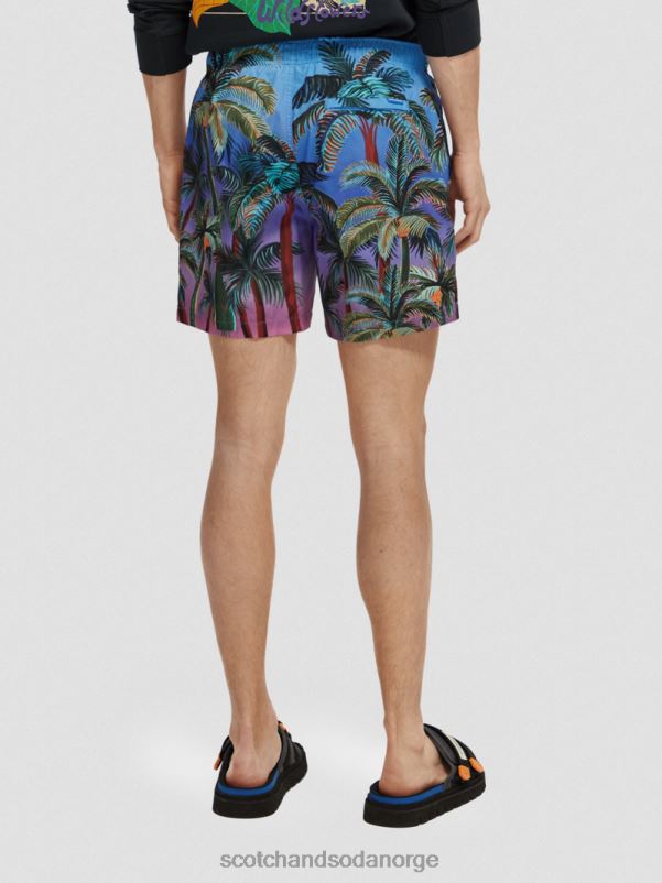menn badeshorts med trykt middels lengde marine aop palmetrær N40XD692 klær Scotch & Soda