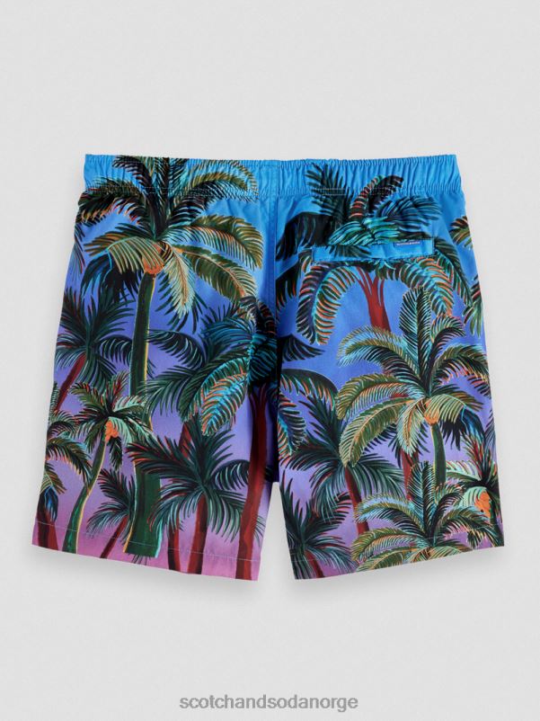 menn badeshorts med trykt middels lengde marine aop palmetrær N40XD692 klær Scotch & Soda