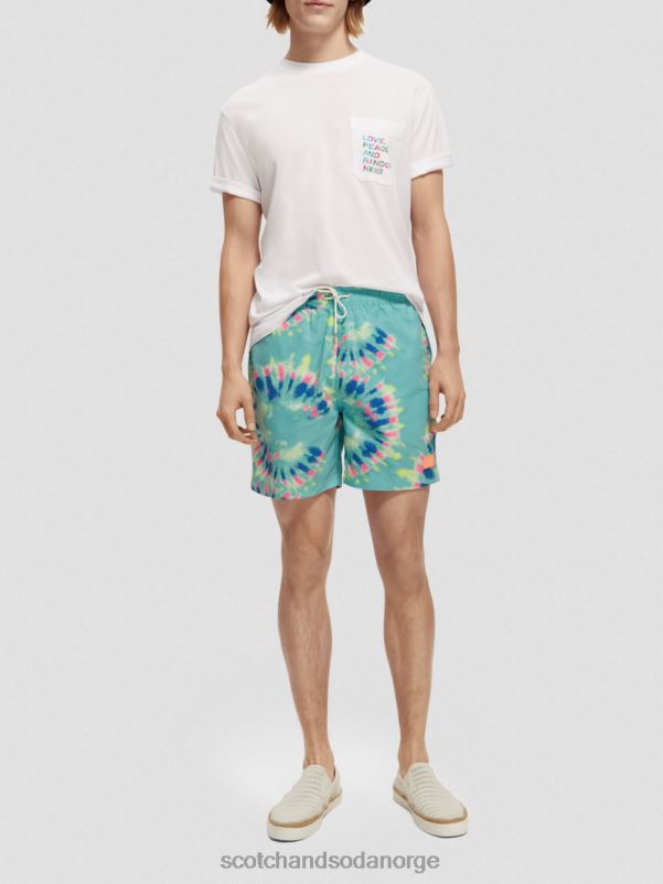 menn trykte tie-dye mellomlange badeshorts mynte blomst slips fargestoff N40XD685 klær Scotch & Soda