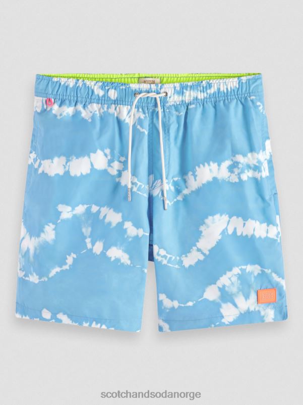 menn trykte tie-dye mellomlange badeshorts sjøblå slipsfarge N40XD687 klær Scotch & Soda