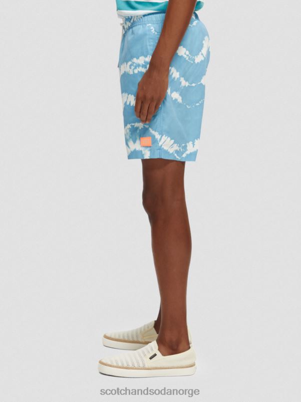 menn trykte tie-dye mellomlange badeshorts sjøblå slipsfarge N40XD687 klær Scotch & Soda