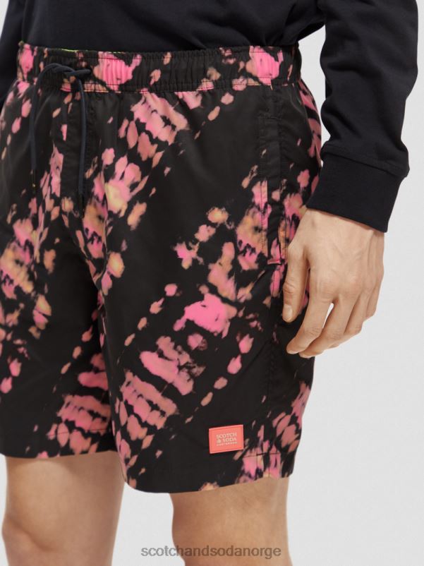 menn trykte tie-dye mellomlange badeshorts svart slipsfarge N40XD686 klær Scotch & Soda