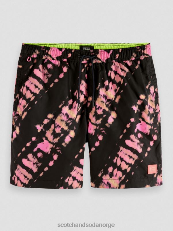 menn trykte tie-dye mellomlange badeshorts svart slipsfarge N40XD686 klær Scotch & Soda