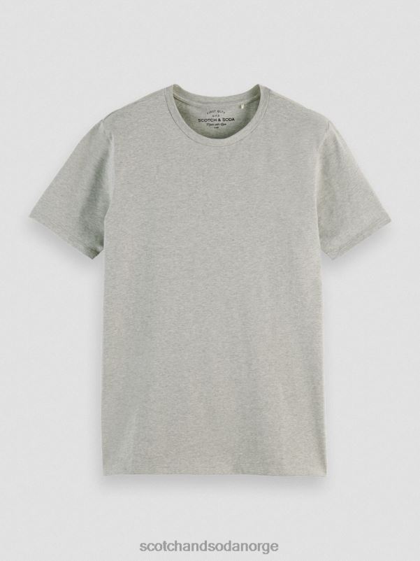 menn T-skjorte med rund hals i økologisk bomull gråmelert N40XD444 klær Scotch & Soda