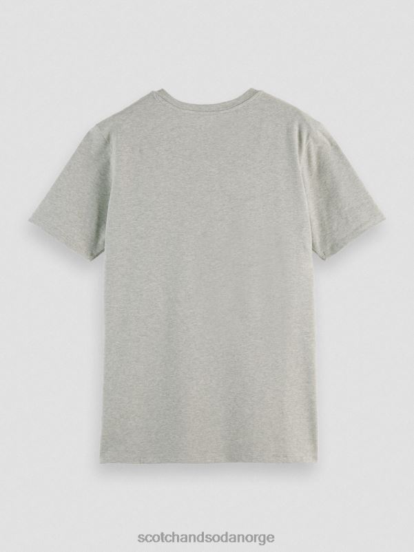 menn T-skjorte med rund hals i økologisk bomull gråmelert N40XD444 klær Scotch & Soda