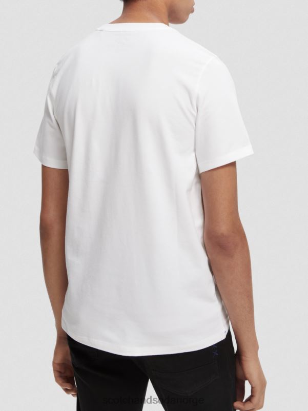 menn T-skjorte med rund hals i økologisk bomull hvit N40XD442 klær Scotch & Soda