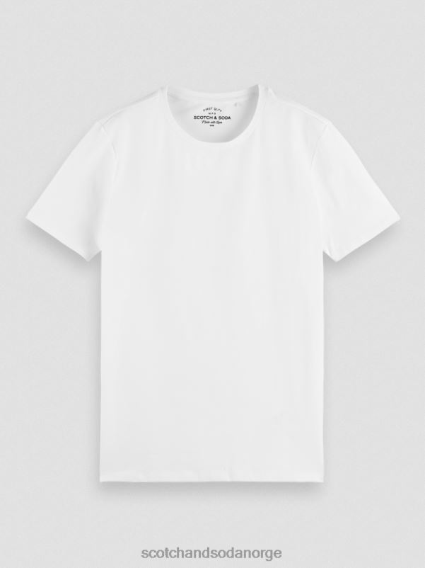 menn T-skjorte med rund hals i økologisk bomull hvit N40XD442 klær Scotch & Soda