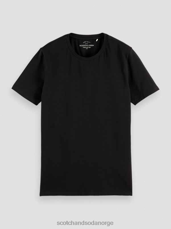menn T-skjorte med rund hals i økologisk bomull svart N40XD443 klær Scotch & Soda