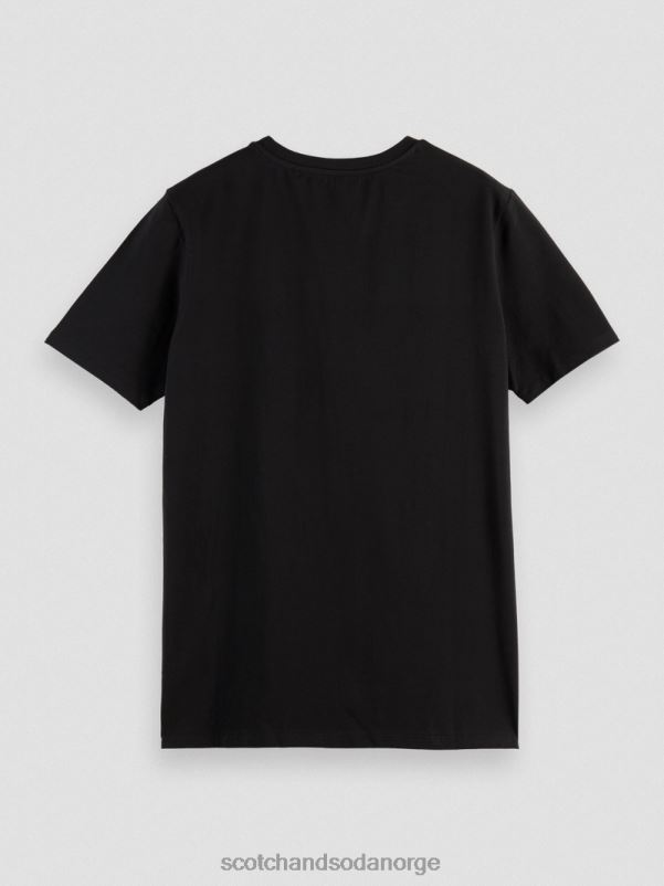 menn T-skjorte med rund hals i økologisk bomull svart N40XD443 klær Scotch & Soda