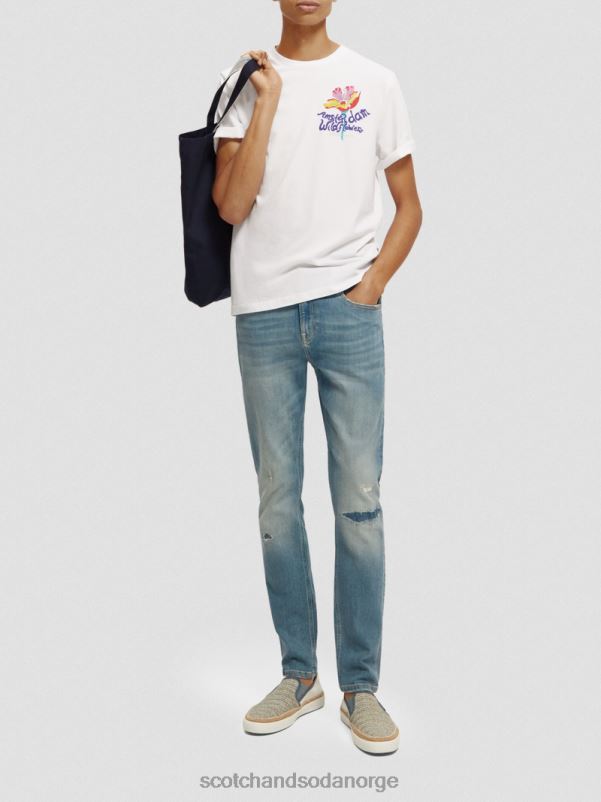 menn artwork t-skjorte med rund hals hvit N40XD379 klær Scotch & Soda