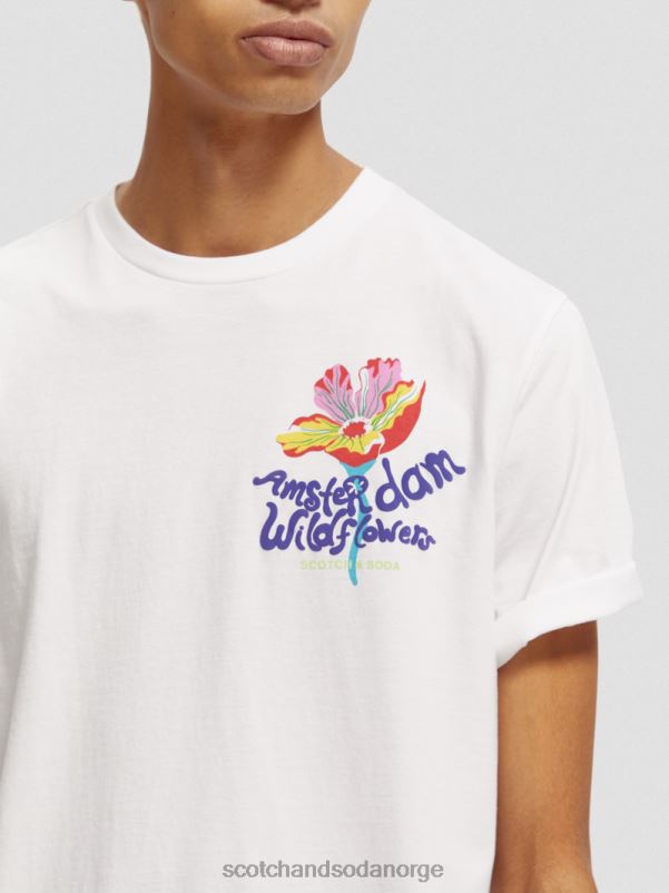 menn artwork t-skjorte med rund hals hvit N40XD379 klær Scotch & Soda