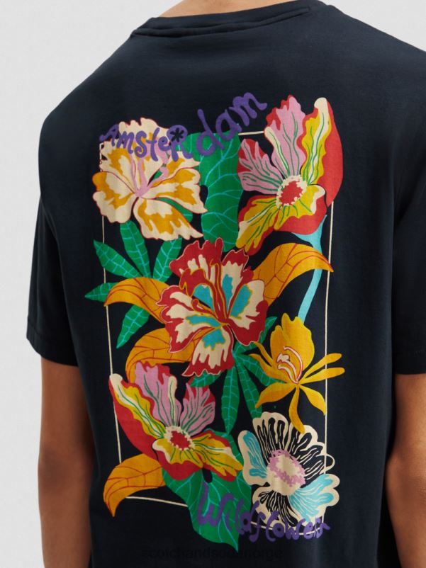 menn artwork t-skjorte med rund hals svart N40XD380 klær Scotch & Soda