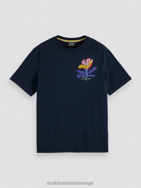 menn artwork t-skjorte med rund hals svart N40XD380 klær Scotch & Soda