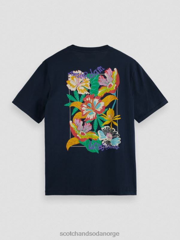 menn artwork t-skjorte med rund hals svart N40XD380 klær Scotch & Soda