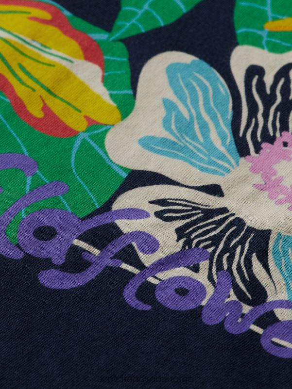menn artwork t-skjorte med rund hals svart N40XD380 klær Scotch & Soda