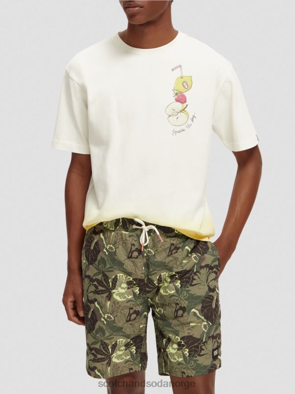 menn avslappet passform dip-farget kunst t-skjorte hvit N40XD418 klær Scotch & Soda