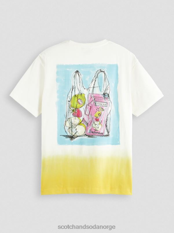 menn avslappet passform dip-farget kunst t-skjorte hvit N40XD418 klær Scotch & Soda