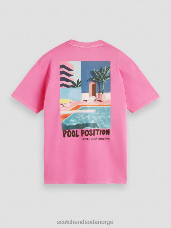 menn avslappet passform kunstverk t-skjorte cerise N40XD423 klær Scotch & Soda