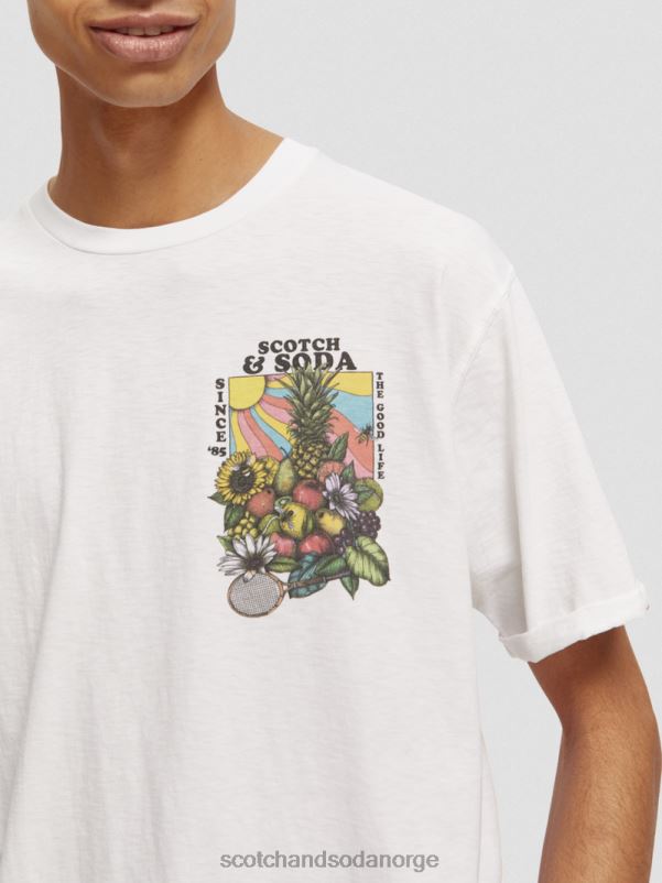 menn avslappet passform kunstverk t-skjorte hvit N40XD459 klær Scotch & Soda