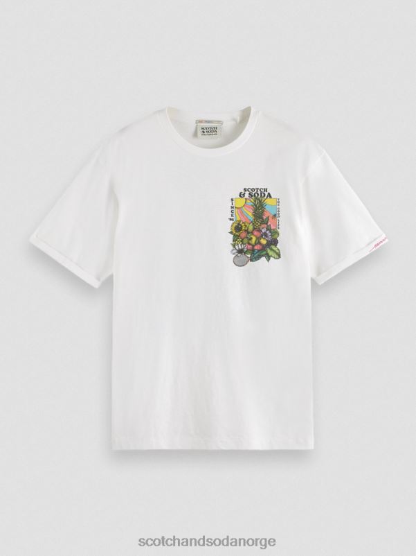 menn avslappet passform kunstverk t-skjorte hvit N40XD459 klær Scotch & Soda