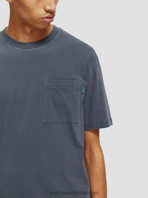 menn avslappet passform kunstverk t-skjorte marinen N40XD424 klær Scotch & Soda