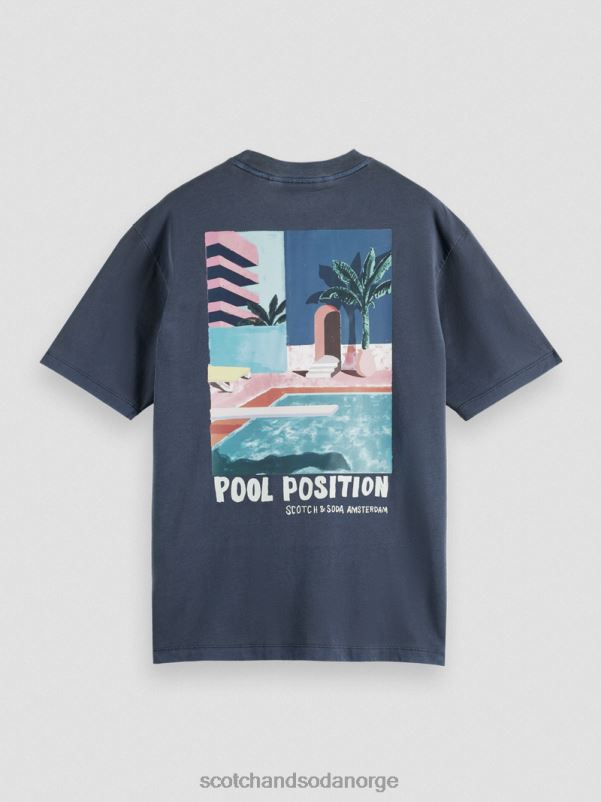 menn avslappet passform kunstverk t-skjorte marinen N40XD424 klær Scotch & Soda