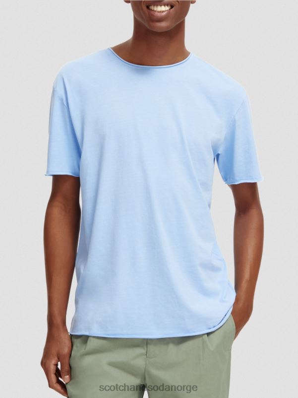 menn avslappet passform råkant t-skjorte havblått N40XD383 klær Scotch & Soda