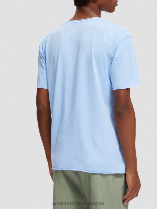 menn avslappet passform råkant t-skjorte havblått N40XD383 klær Scotch & Soda