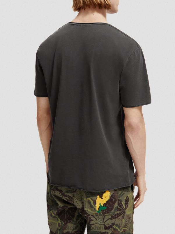 menn avslappet passform råkant t-skjorte svart N40XD384 klær Scotch & Soda