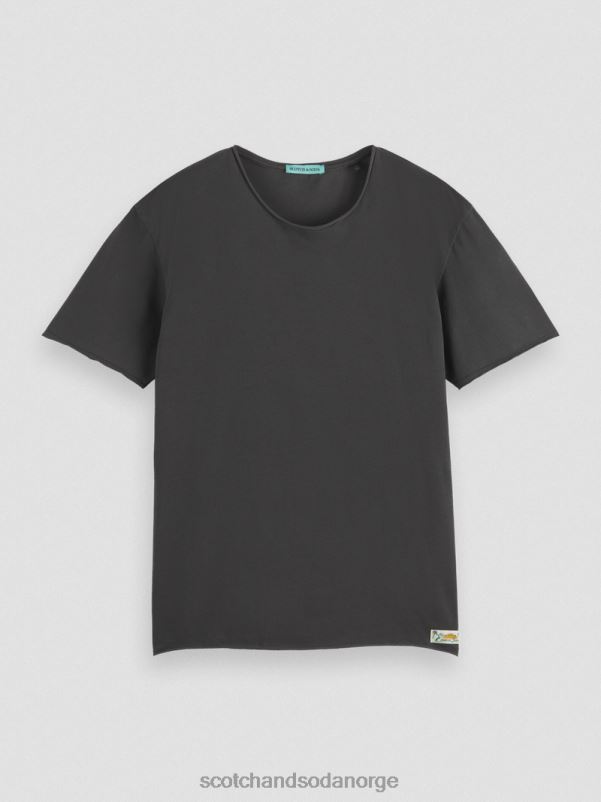 menn avslappet passform råkant t-skjorte svart N40XD384 klær Scotch & Soda