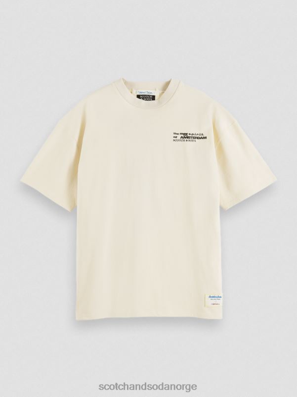 menn brodert jersey kunstverk t-skjorte off white N40XD351 klær Scotch & Soda