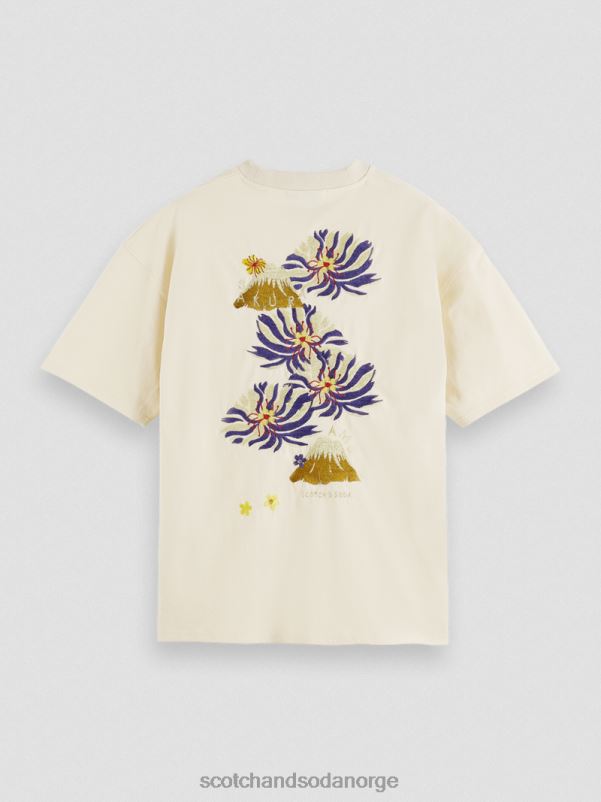 menn brodert jersey kunstverk t-skjorte off white N40XD351 klær Scotch & Soda