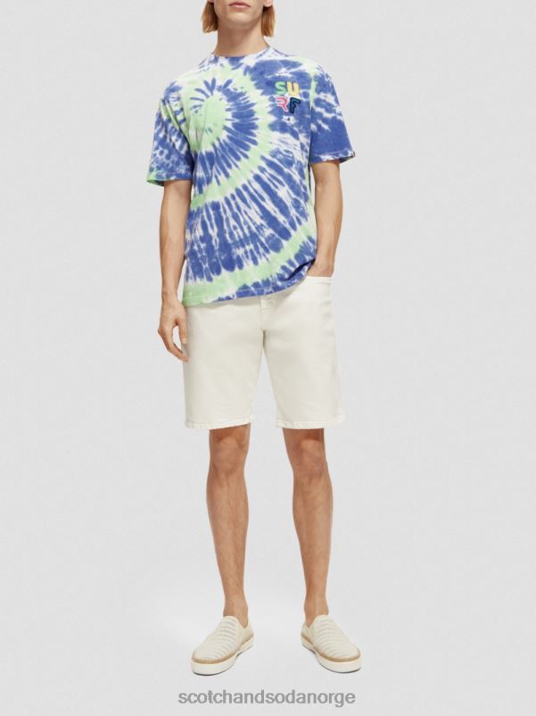menn brodert kunstverk tie-dye t-skjorte blå slipsfarge N40XD440 klær Scotch & Soda