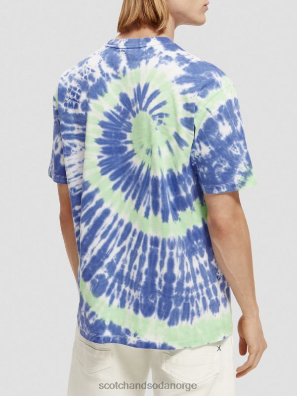 menn brodert kunstverk tie-dye t-skjorte blå slipsfarge N40XD440 klær Scotch & Soda
